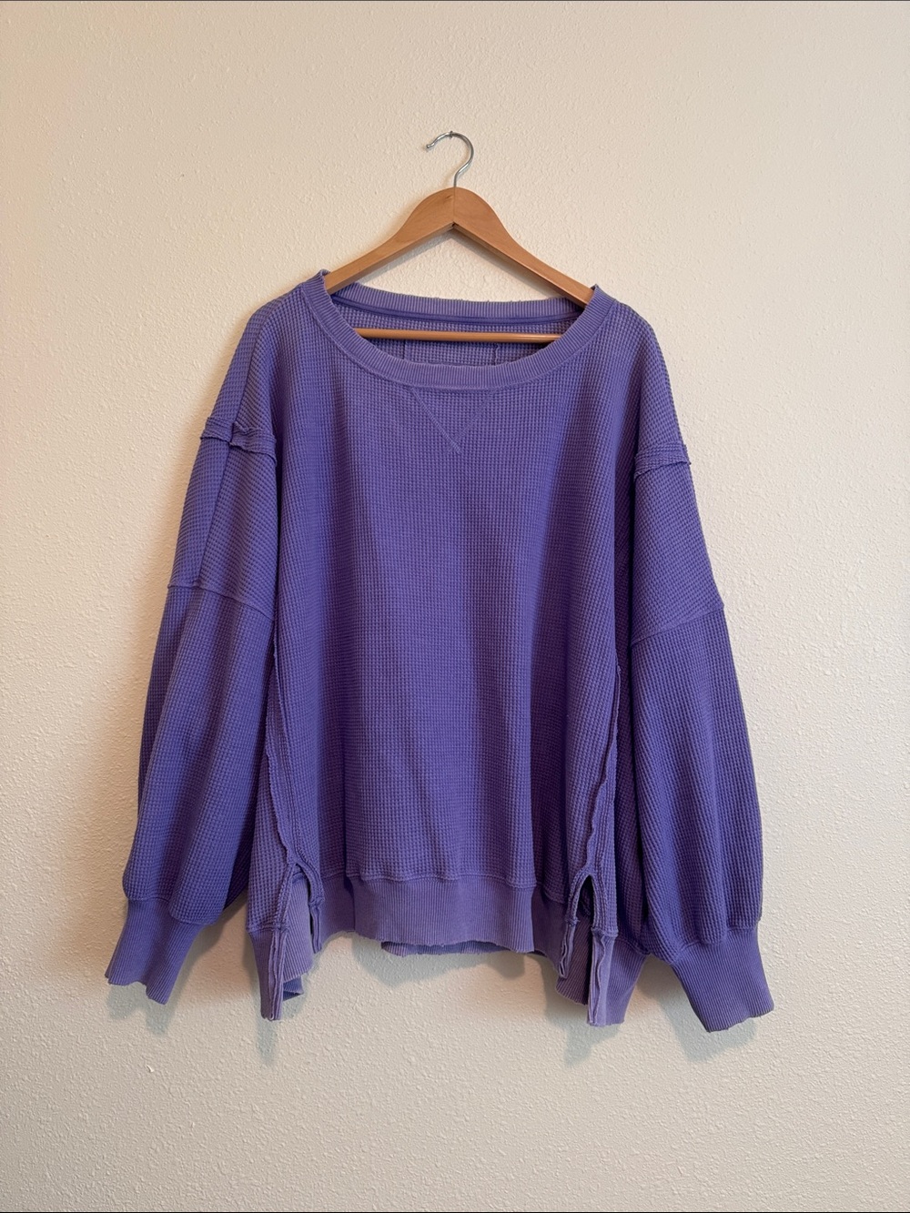 American Eagle Outfitters Purple Waffle Knit Oversized Sweatshirt